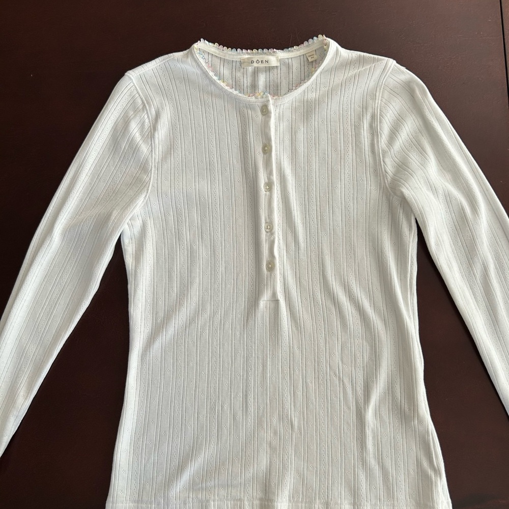 Doen White Long Sleeve Top